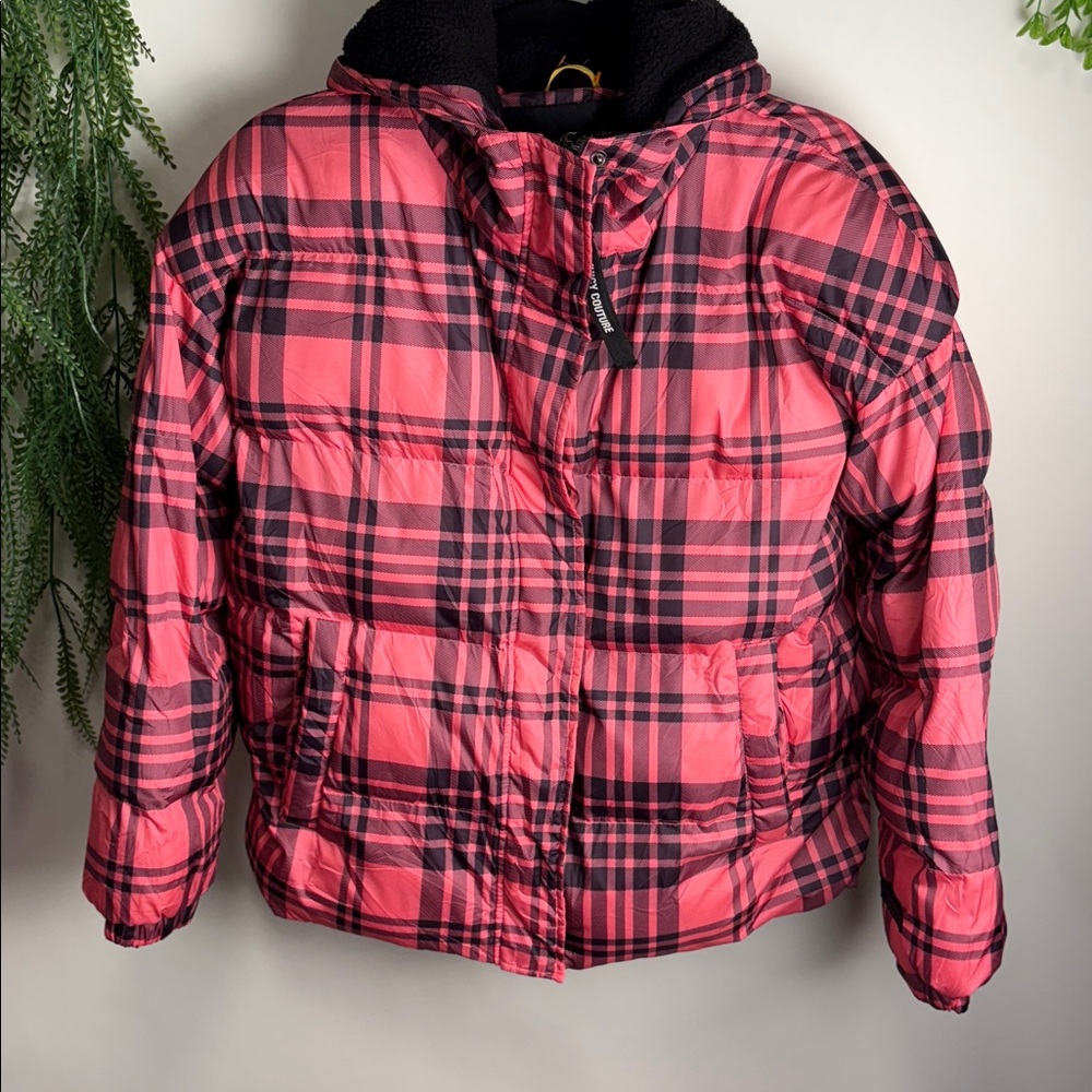 Juicy Couture Black Label Pink and Black Plaid Jacket